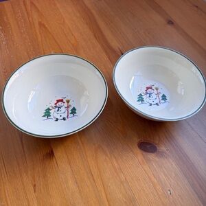Pfaltzgraff snow villlage salad bowls